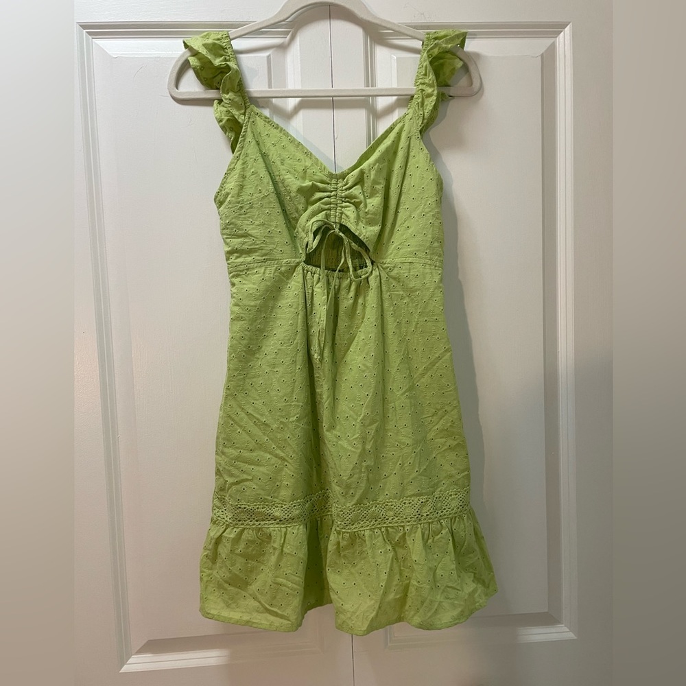 Live To Be Spoiled brand Women’s Medium 100% Cotton Eyelet Dress Cutout Front
